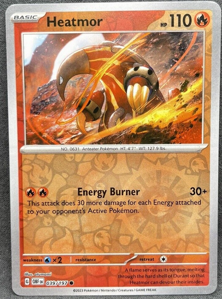 Pokemon TCG -Obsidian Flames -#39 -Heatmor -Common -Reverse Holo