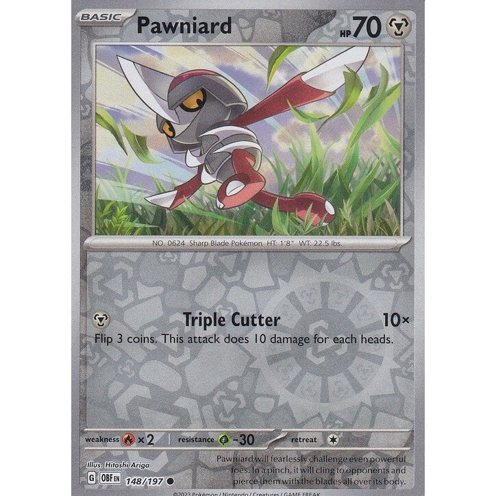 Pokemon TCG -Obsidian Flames -#148 -Pawniard -Common -Reverse Holo Funporium Pokemon TCG -Obsidian Flames -#148 -Pawniard -Common -Reverse Holo Funporium