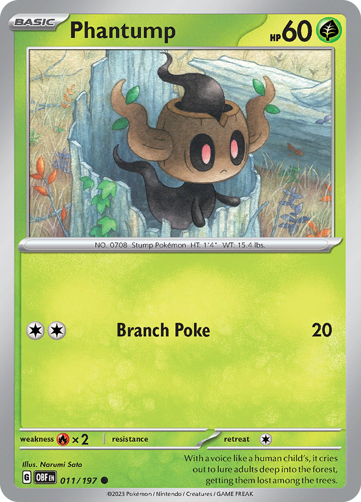 Pokemon TCG - Obsidian Flames - #11 -Phantump - Common