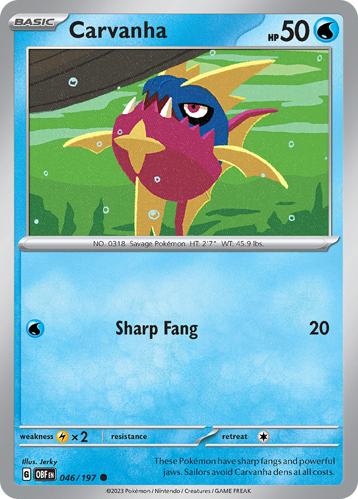 Pokemon TCG - Obsidian Flames - #46 -Carvanha