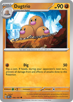 Pokemon TCG - Obsidian Flames - #104 -Dugtrio - Uncommon