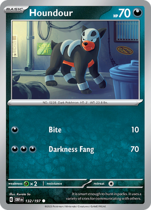 Pokemon TCG - Obsidian Flames - #132 -Houndour - Common