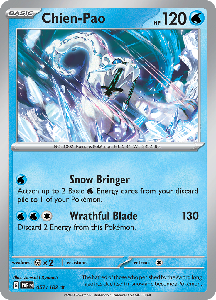 Pokemon TCG - Paradox Rift - #57 - Chien-Pao - Rare Funporium Pokemon TCG - Paradox Rift - #57 - Chien-Pao - Rare Funporium