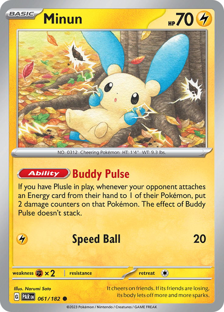Pokemon TCG: Paradox Rift card - Minun.