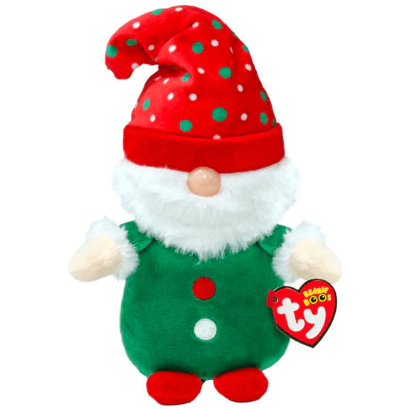 TY Beanie Boo Gnolan - Green Gnome Plush Toy (Christmas 2023)
