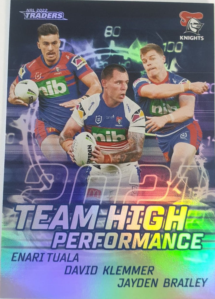 2022 TLA NRL Trading Cards insert series Team High Performance of the Newcastle Knights. Card 08/16.