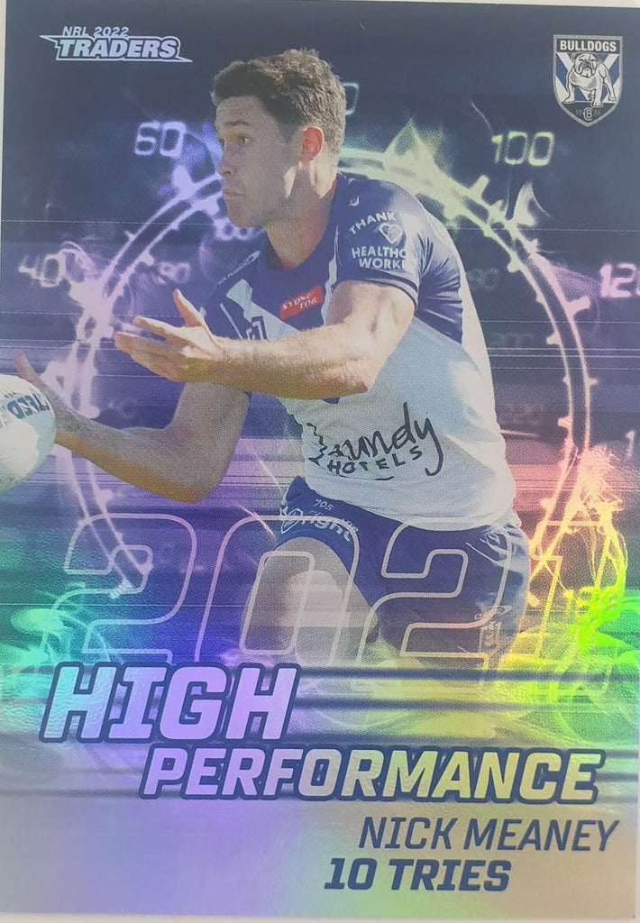 2022 TLA NRL Trading Cards insert series High Performance of Canterbury Bankstown Bulldogs player Nick Meaney. Card 07/48.