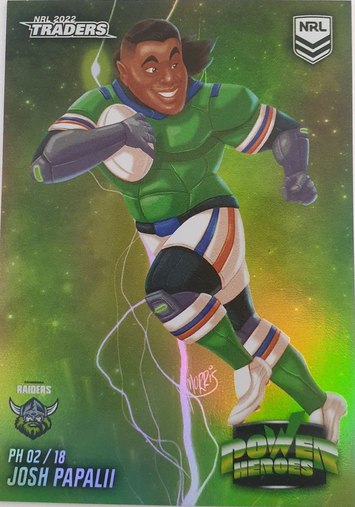 2022 TLA NRL Traders insert series Power Heroes of Canberra Raiders player Josh Papali'i Card 02/18.