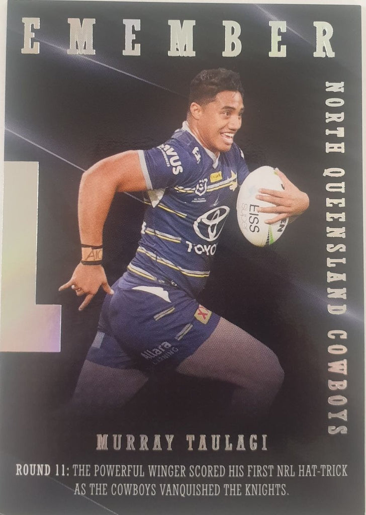 2022 TLA NRL Traders Trading card insert series 2021 Season to Remember of North Queensland Cowboys player Murray Taulagi card 27/48.