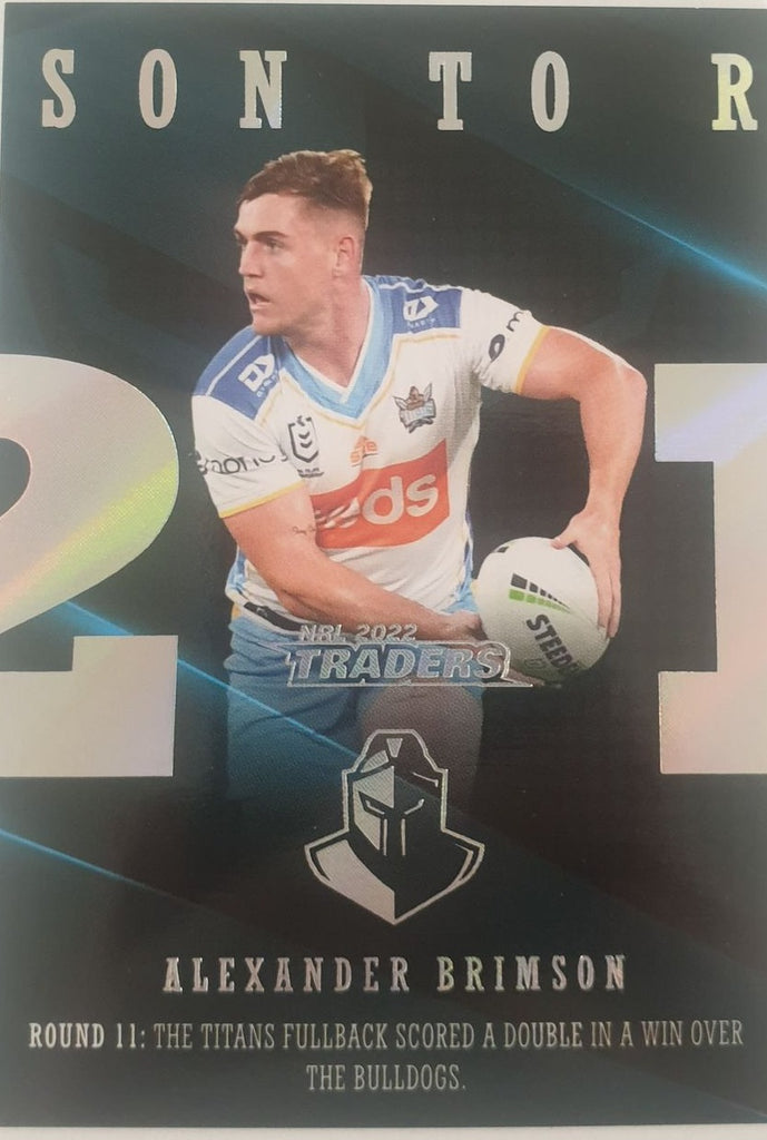 2022 TLA NRL Traders Trading card insert series 2021 Season to Remember of Gold Coast Titans player Alexander Brimson card 14/48.