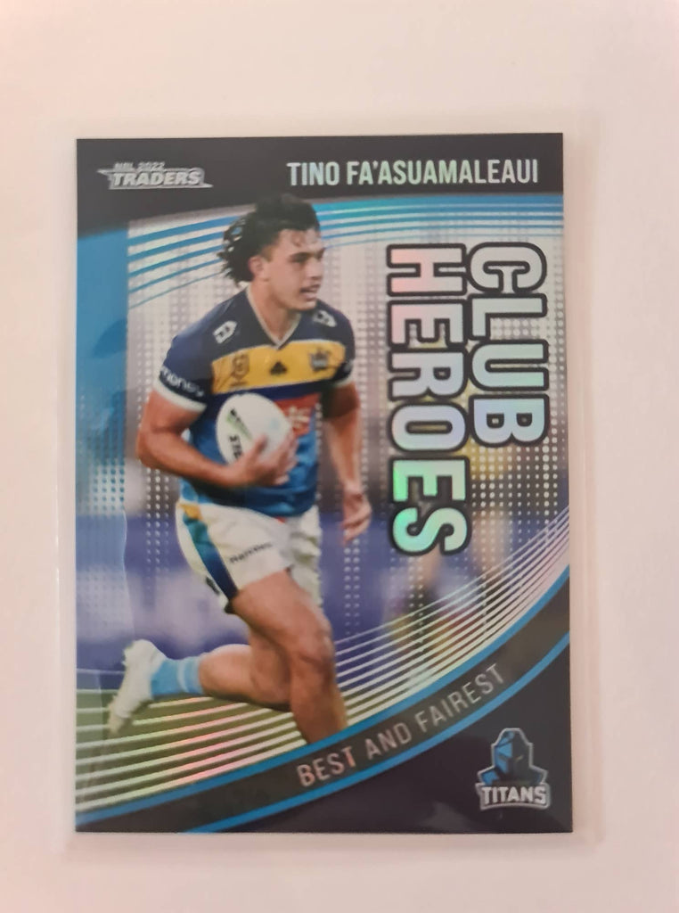 2022 TLA NRL Traders insert series Club Heroes of Gold Coast Titans player Tino Fa'asuamaleaui. Card 09/32.