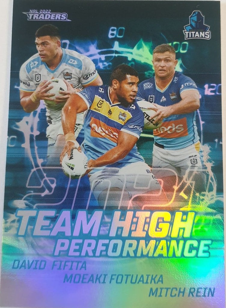 2022 TLA NRL Trading Cards insert series Team High Performance of the Gold Coast Titans. Card 05/16.