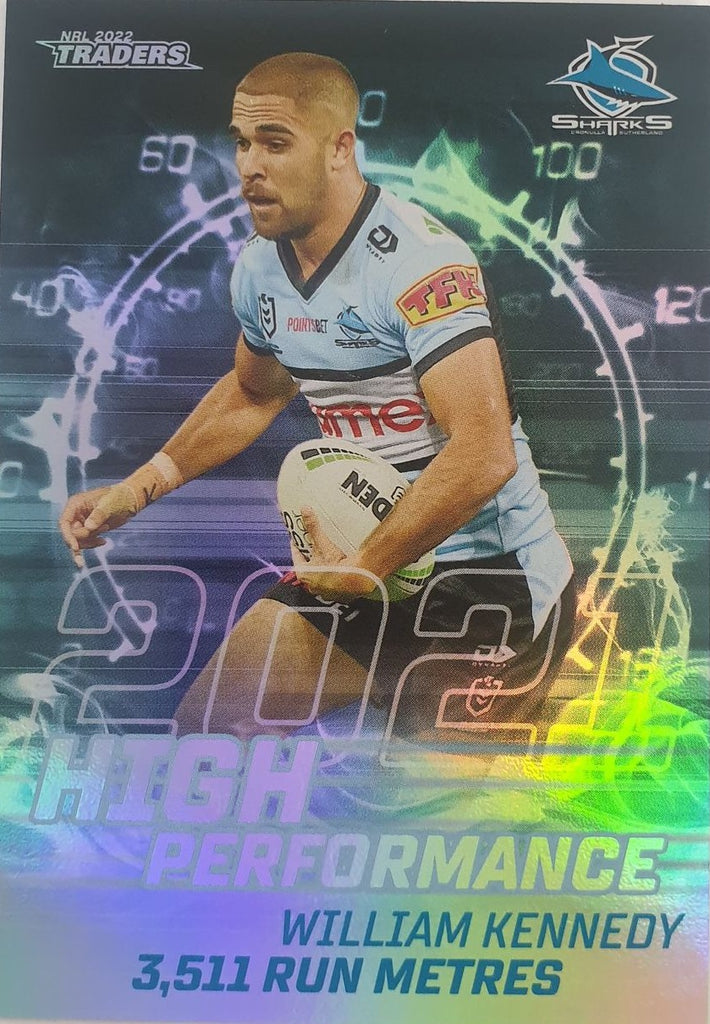 2022 TLA NRL Trading Cards insert series High Performance of Cronulla Sharks player William Kennedy. Card 11/48.