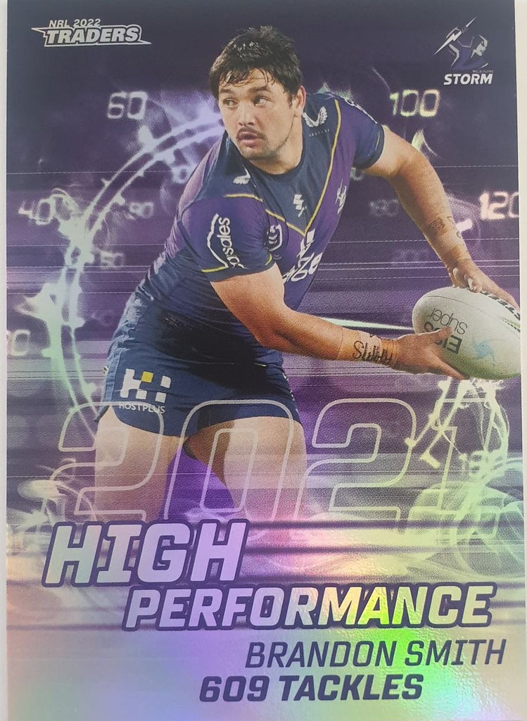 2022 TLA NRL Trading Cards insert series High Performance of Melbourne Storm player Brandon Smith. Card 21/48.