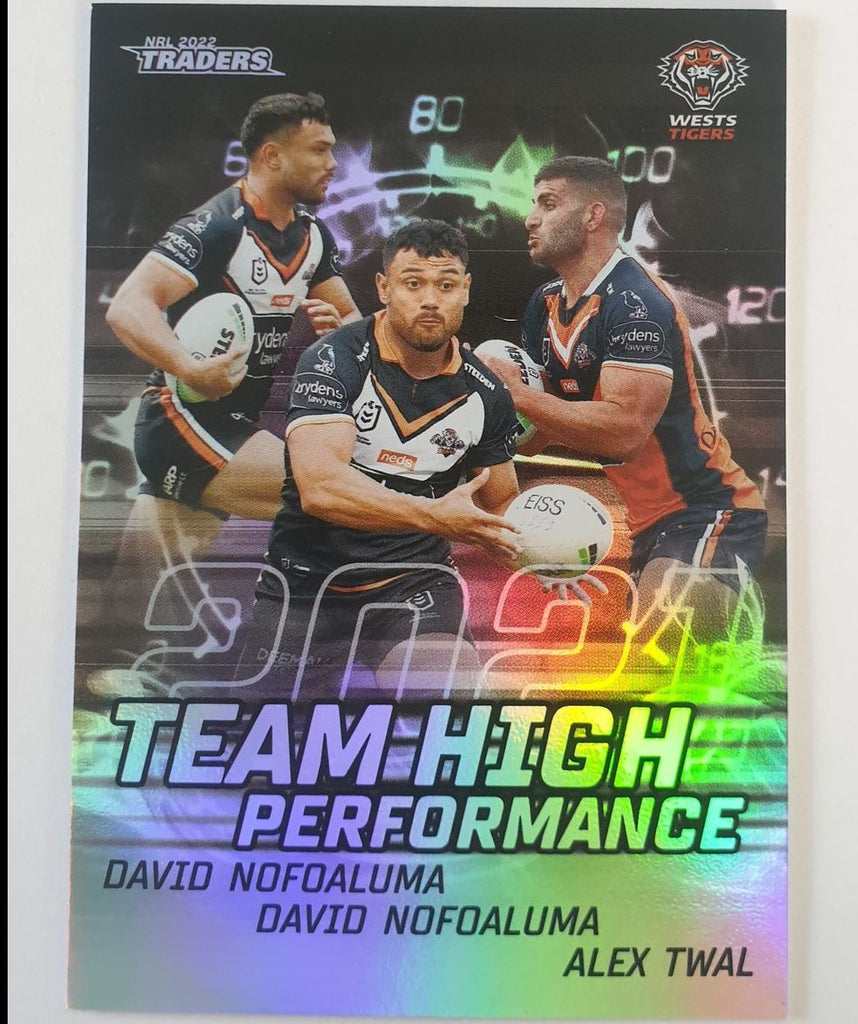 2022 TLA NRL Trading Cards insert series Team High Performance of the Wests Tigers. Card 16/16.