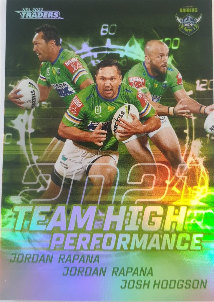 2022 TLA NRL Trading Cards insert series Team High Performance of the Canberra Raiders. Card 02/16.