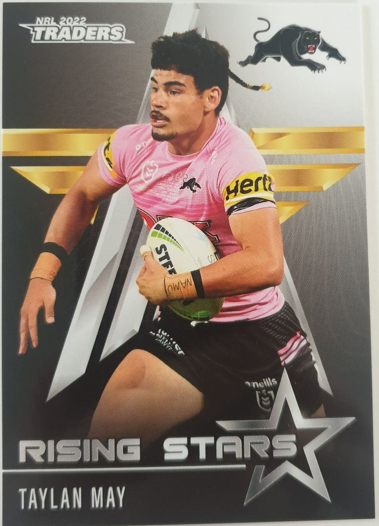 2022 TLA NRL Traders Trading card insert series Rising Stars of Penrith Panthers player Taylan May card 32/48.