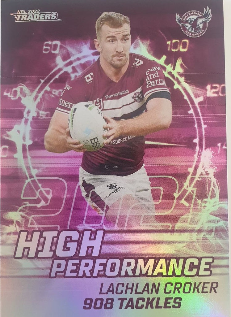 2022 TLA NRL Trading Cards insert series High Performance of Manly Warringah Sea-Eagles player Lachlan Croker. Card 18/48.
