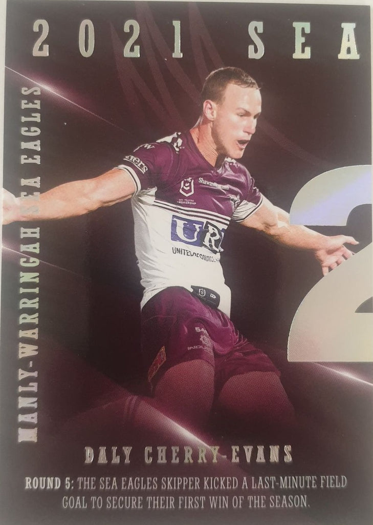 2022 TLA NRL Traders Trading card insert series 2021 Season to Remember of Manly Warringah Sea-Eagles player Daly Cherry-Evans card 16/48.