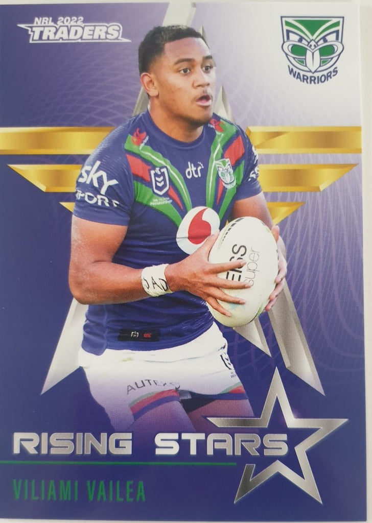 2022 TLA NRL Traders Trading card insert series Rising Stars of New Zealand Warriors player Viliami Vailea card 45/48.