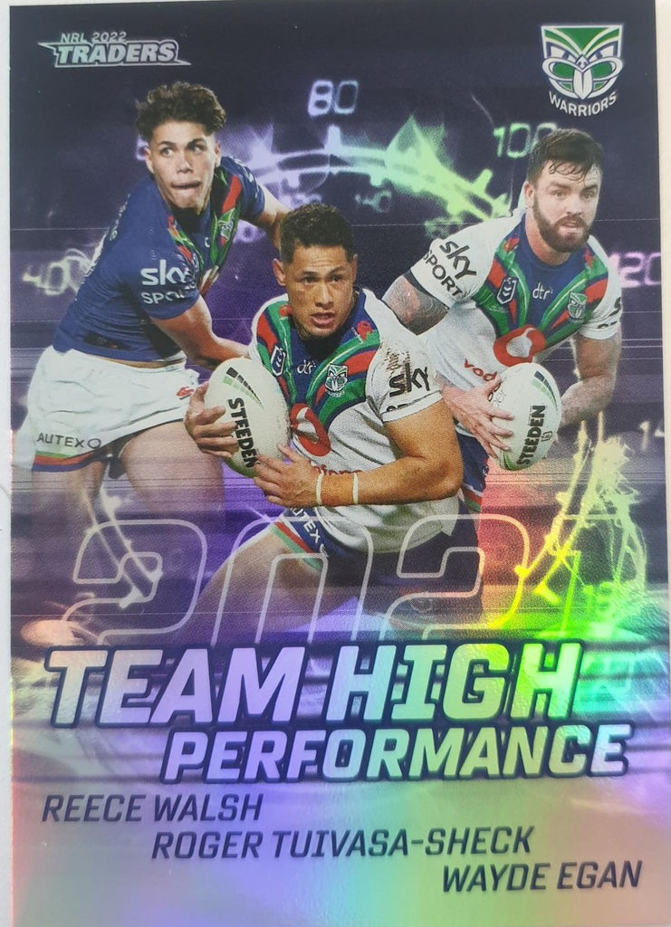 2022 TLA NRL Trading Cards insert series Team High Performance of the New Zealand Warriors. Card 15/16.