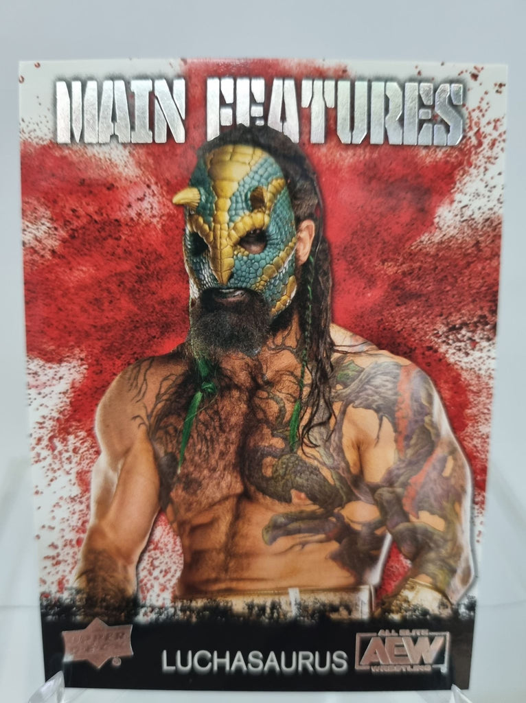 AEW Main Features of Luchasaurus from the Upper Deck 2021 AEW Trading Card Release.