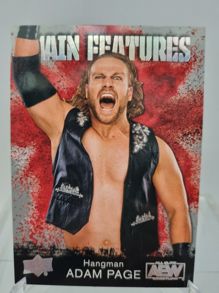 AEW Main Features of Hangman Adam Page from the Upper Deck 2021 AEW Trading Card Release.
