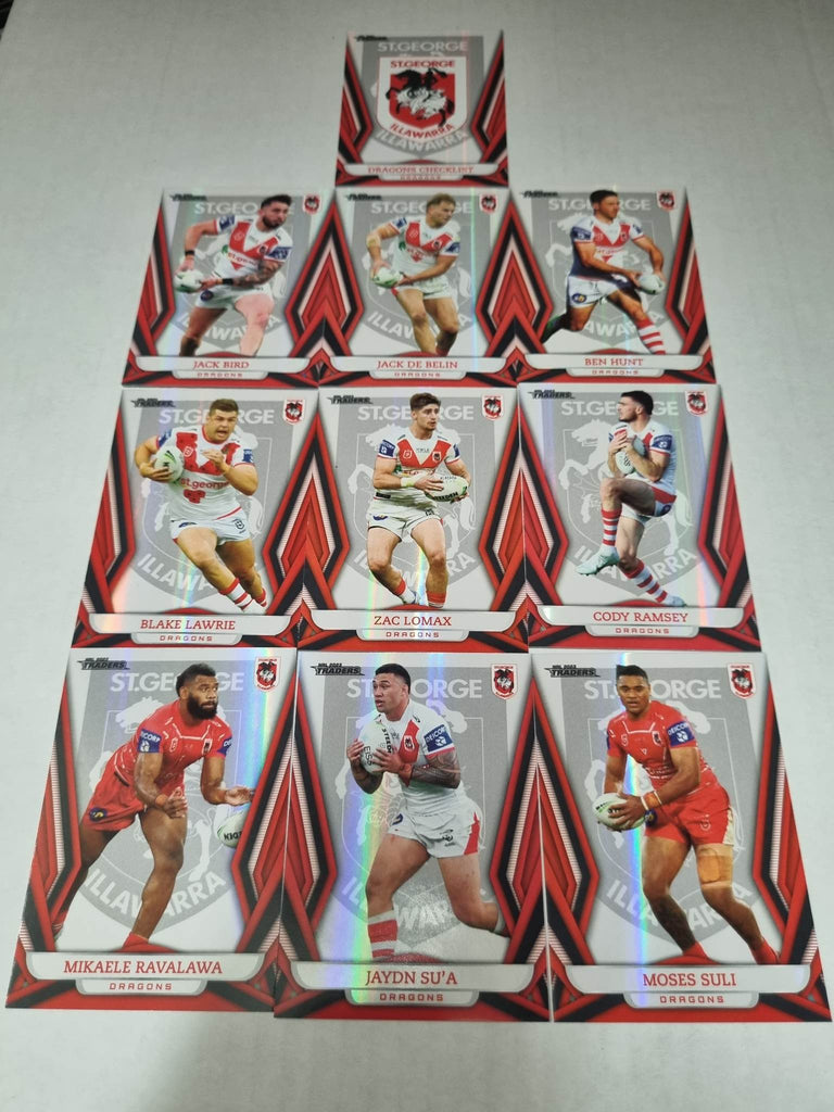 Full Base Pearl Parallel Team Set (10 cards) of the St George Illawarra Dragons from the 2023 NRL Traders release.