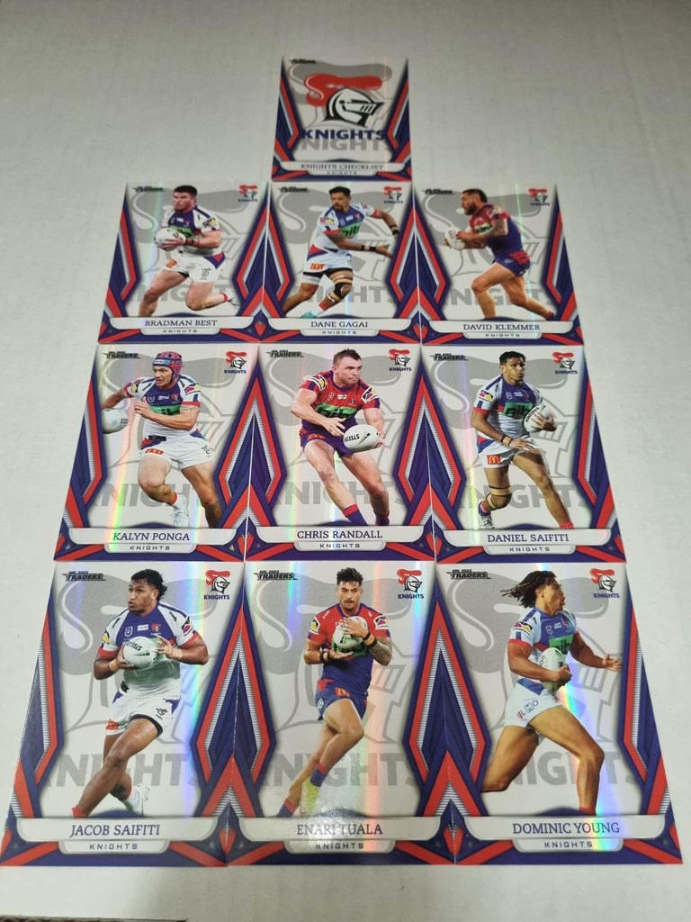 Full Base Pearl Parallel Team Set (10 cards) of the Newcastle Knights from the 2023 NRL Traders release.