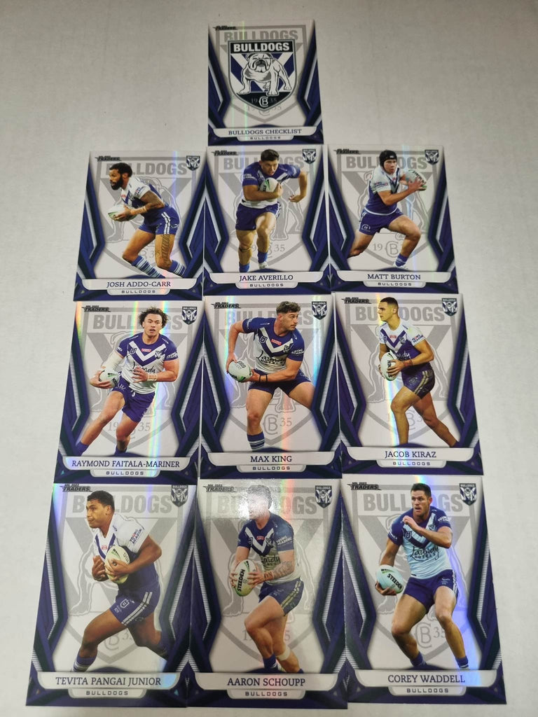 Full Base Pearl Parallel Team Set (10 cards) of the Canterbury Bankstown Bulldogs from the 2023 NRL Traders release.