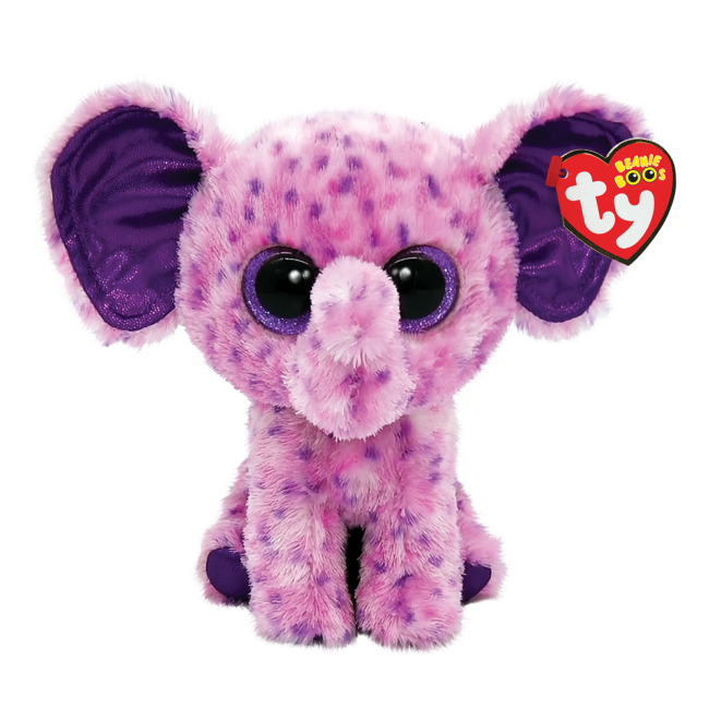 TY Beanie Boo Eva the purple & pink elephant in a regular size.