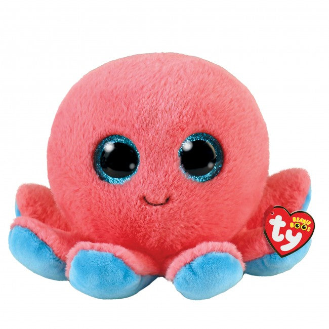 Sheldon the Coral Octopus in a regular size TY Beanie Boo.