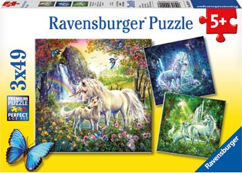 3x49 Pieces - Beautiful Unicorns - Ravensburger Puzzle