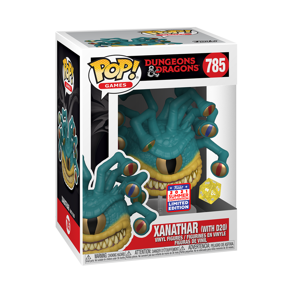 Funko Pop! Vinyl figure of Dungeons & Dragons character Xanathar with d20 dice from SDCC21.