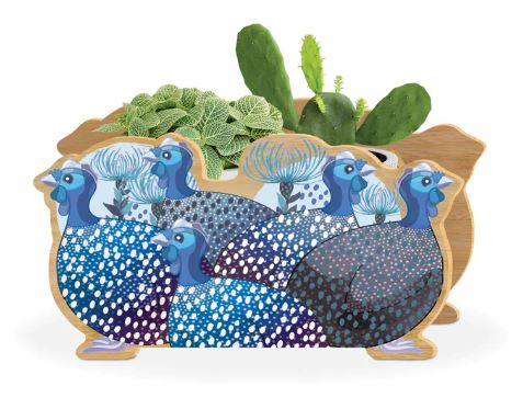 Lisa Pollock Planter Storage Box "Blue Guineas" design.