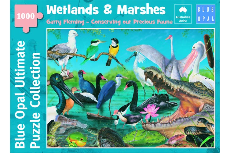 Blue Opal 1000 piece jigsaw puzzle titled Wetlands & Marshes.