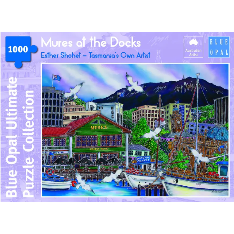 Blue Opal 1000 piece jigsaw puzzle titled Mures at the Docks.