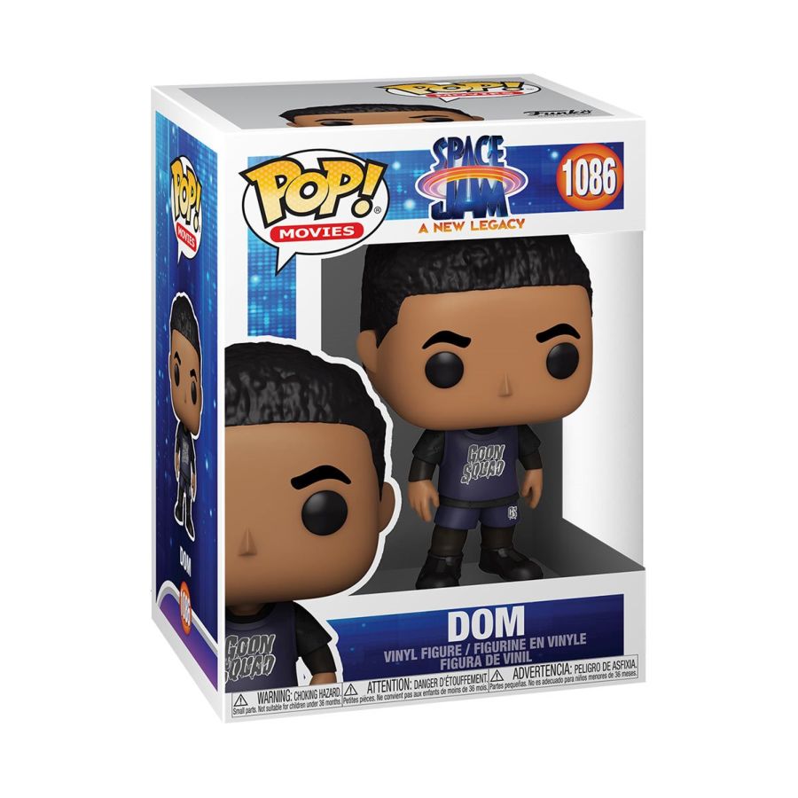 Funko Pop! Vinyl of Space Jam 2 New Legacy character Dom boxed.