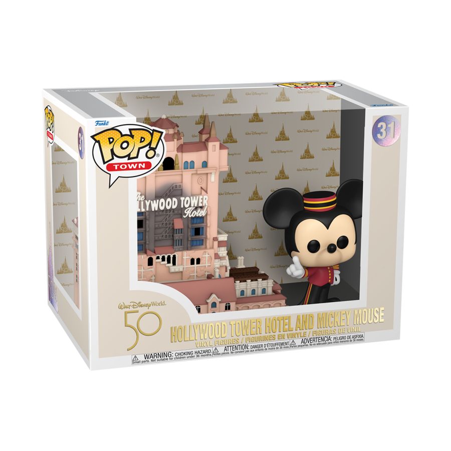 Funko Pop! Vinyl Town of Disney World's 50th Anniversary. Hollywood Tower Hotel & Mickey Mouse.
