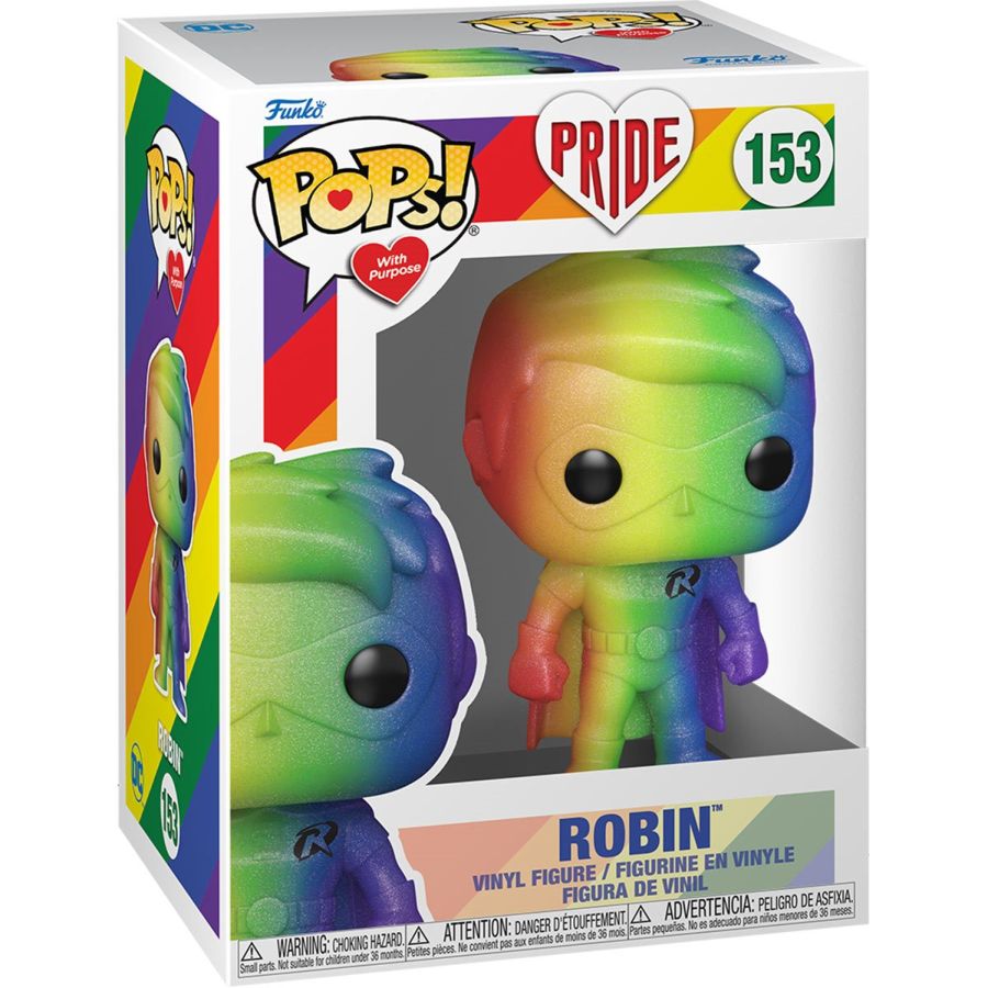 Funko Pop! Vinyl of Robin. Pops! With Purpose range for Pride.