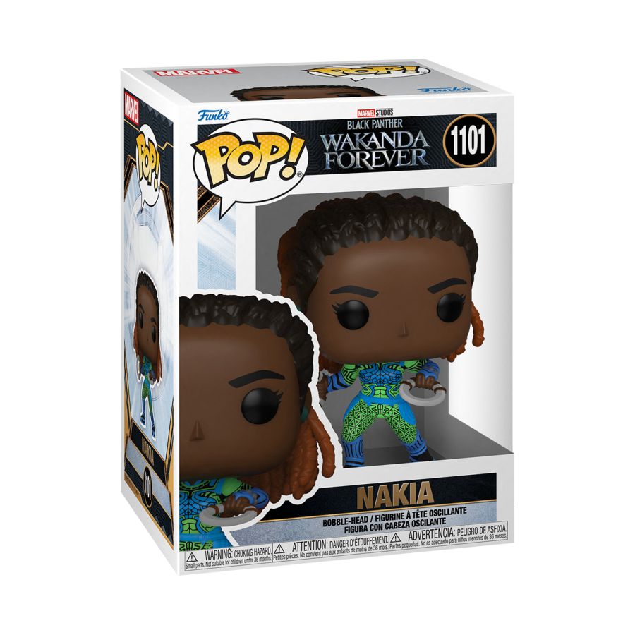 Funko Pop! Vinyl figure of Marvel's Black Panther 2 Wakanda Forever character Nakia.