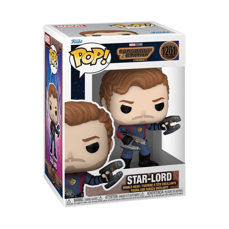 Funko Pop! Vinyl figure of Marvel's Guardians of the Galaxy 3 character Star-Lord.