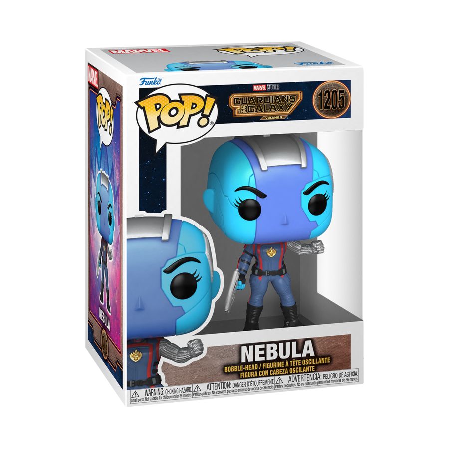 Funko Pop! Vinyl figure of Marvel's Guardians of the Galaxy 3 character Nebula.