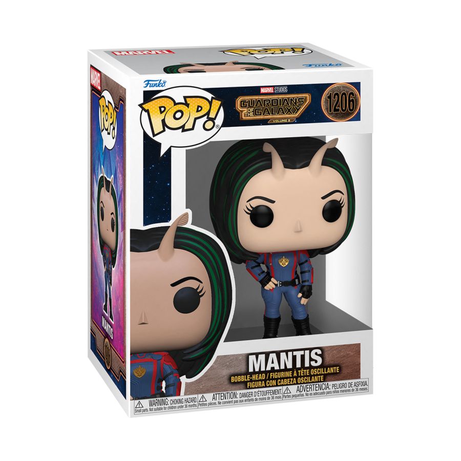 Funko Pop! Vinyl figure of Marvel's Guardians of the Galaxy 3 character Mantis.