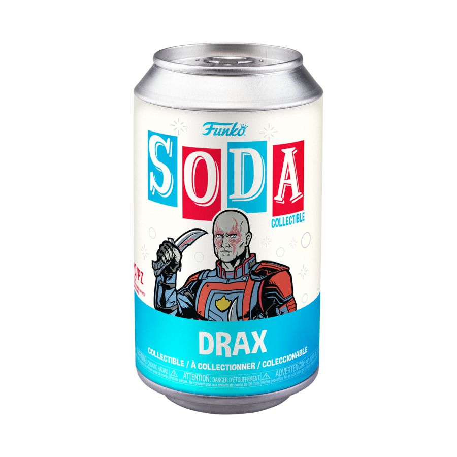 Funko Vinyl Soda figure of Marvel's Guardians of the Galaxy 3 character Drax.