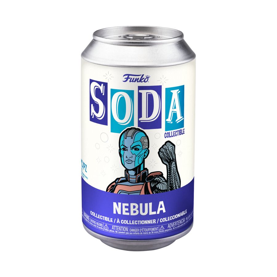 Funko Vinyl Soda figure of Marvel's Guardians of the Galaxy 3 character Nebula.