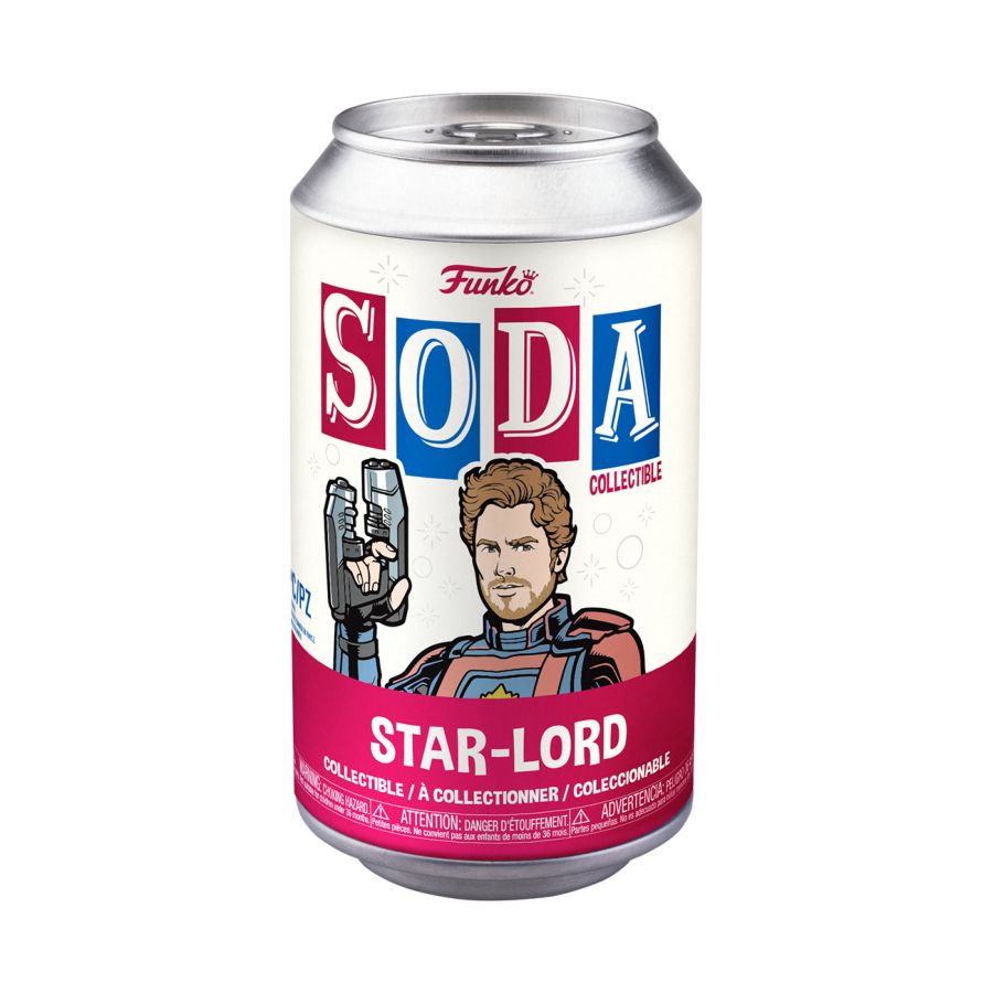 Funko Vinyl Soda of Marvel's Guardians of the Galaxy 3 character Star-Lord.