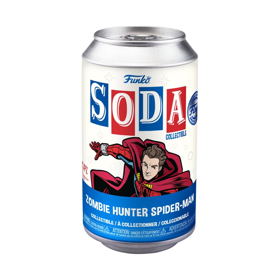 Funko Vinyl Soda figure of Marvel's What If character Zombie Hunter Spider-Man.