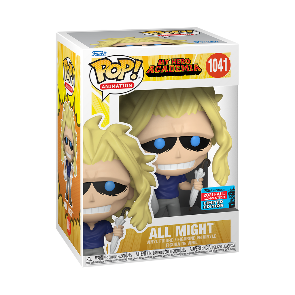 Funko Pop! Vinyl figure of My Hero Academia character All Might with Umbrella from the NYCC21.