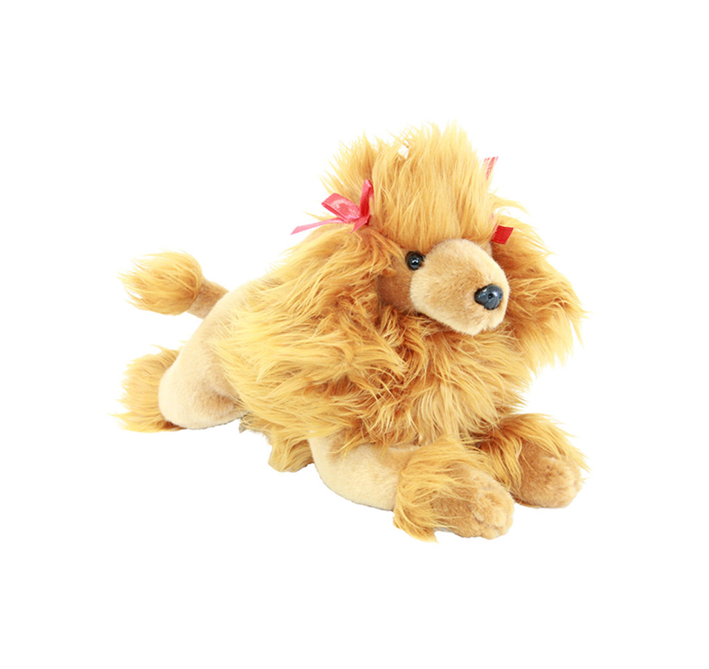 Bocchetta plush animal Juliet the 30cm lying Poodle with red bows.